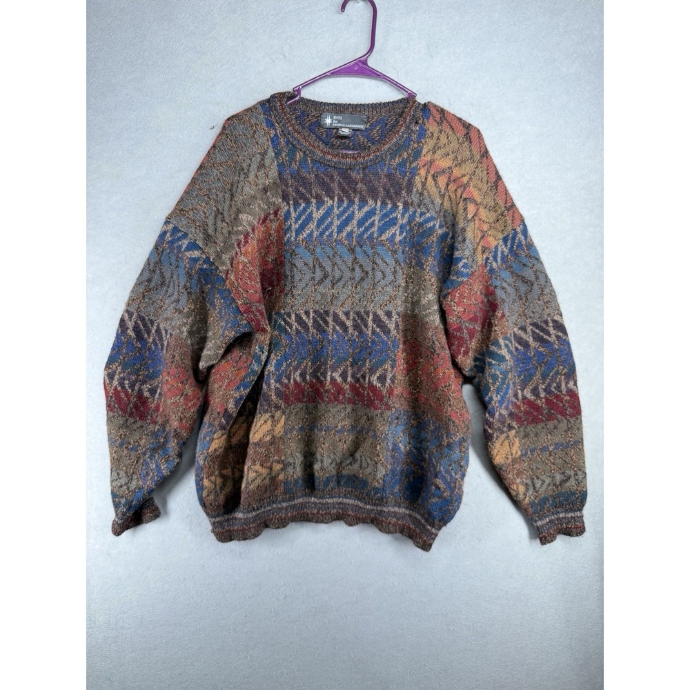 VTG INTI for George Alexander Mens L 100% Alpaca Handloomed in Bolivia Sweater - Picture 1 of 9